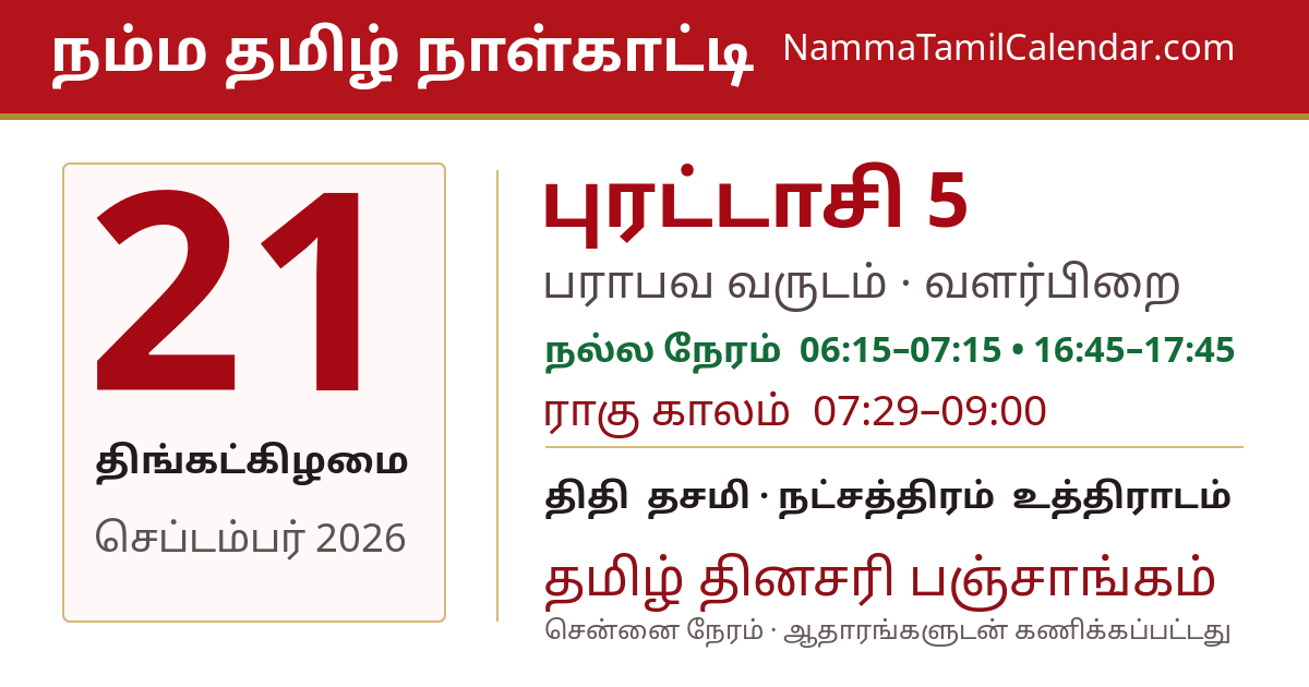 செப்டம்பர் 21, 2026 சென்னை தமிழ் காலண்டர் பகிர்வு படம்