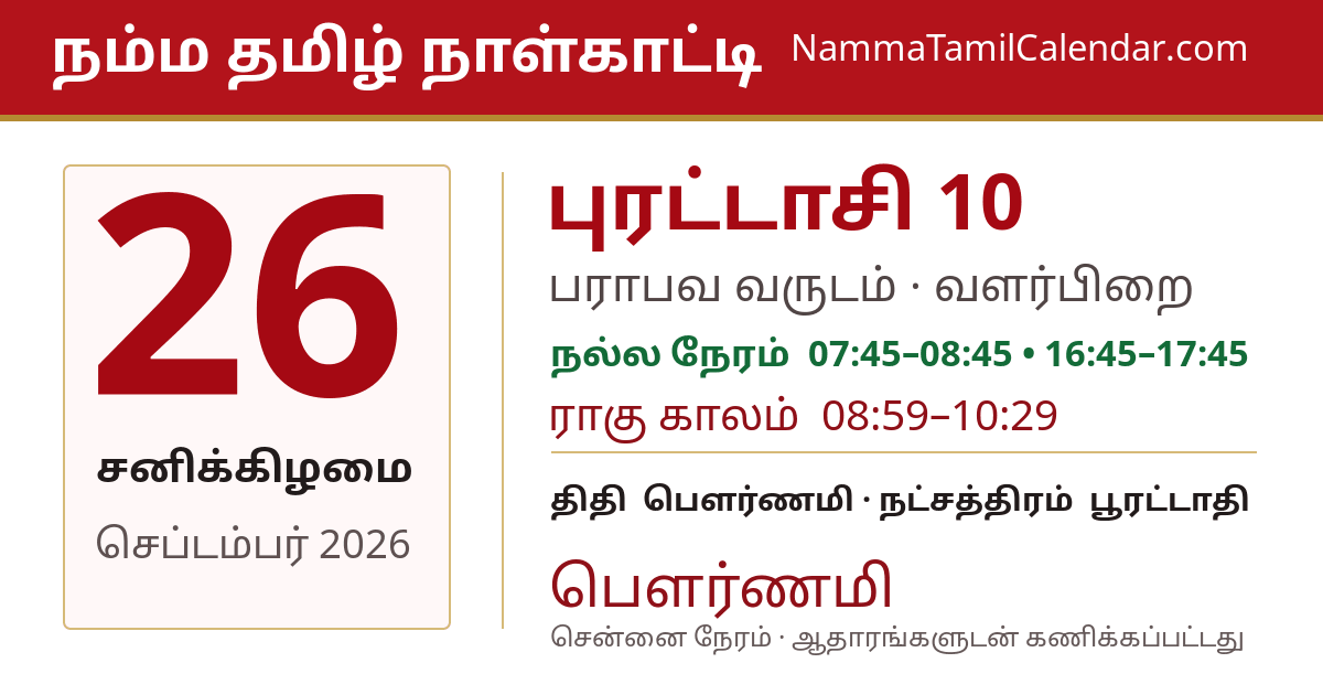 செப்டம்பர் 26, 2026 சென்னை தமிழ் காலண்டர் பகிர்வு படம்