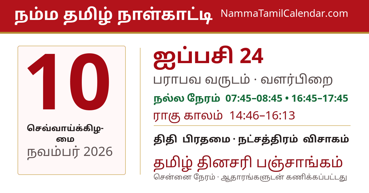 நவம்பர் 10, 2026 சென்னை தமிழ் காலண்டர் பகிர்வு படம்