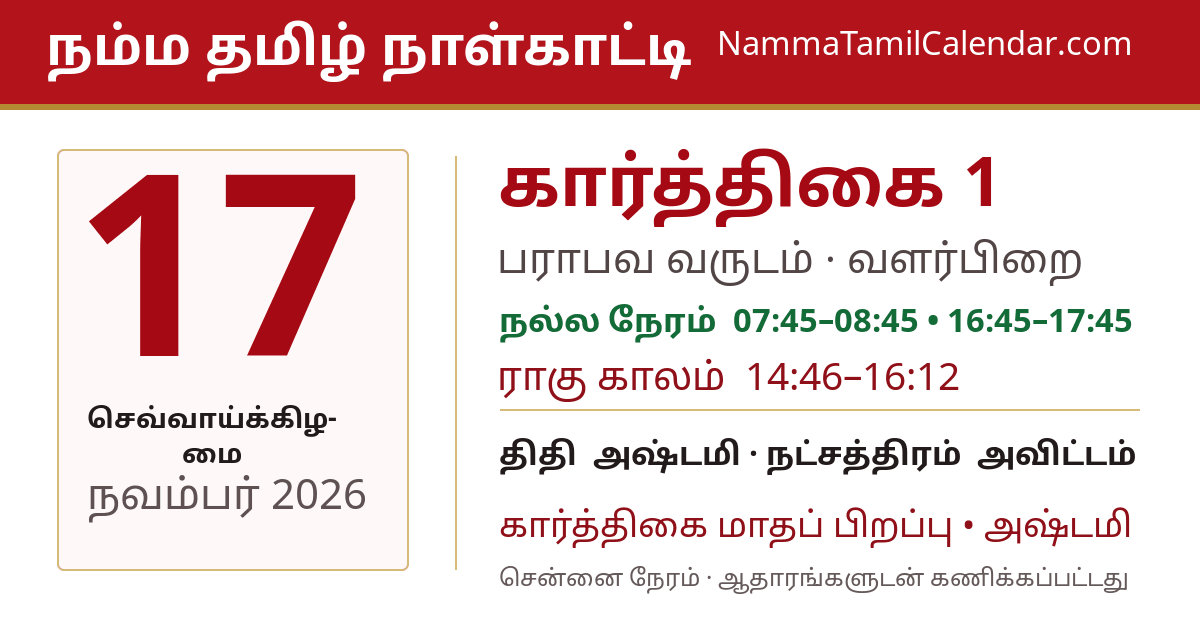 நவம்பர் 17, 2026 சென்னை தமிழ் காலண்டர் பகிர்வு படம்
