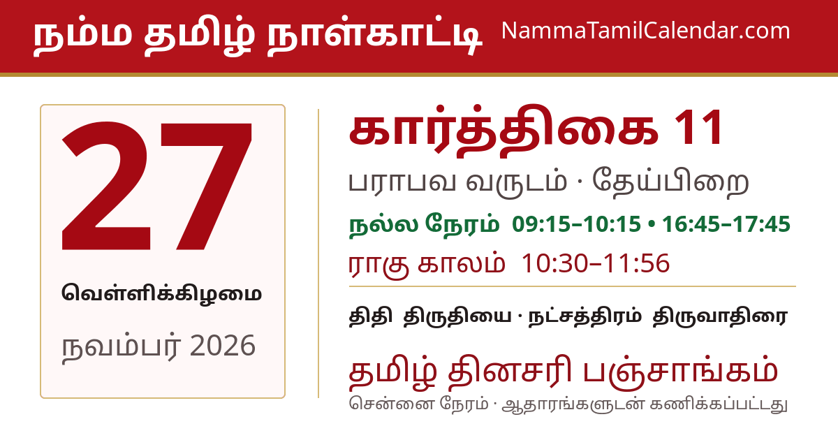 நவம்பர் 27, 2026 சென்னை தமிழ் காலண்டர் பகிர்வு படம்