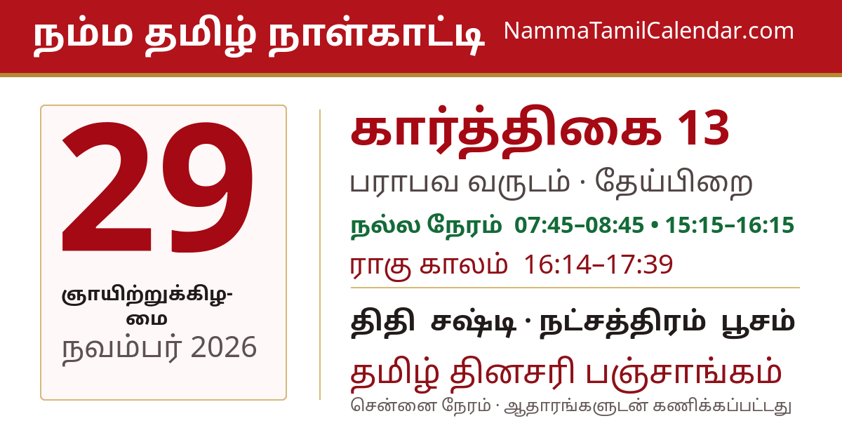 நவம்பர் 29, 2026 சென்னை தமிழ் காலண்டர் பகிர்வு படம்