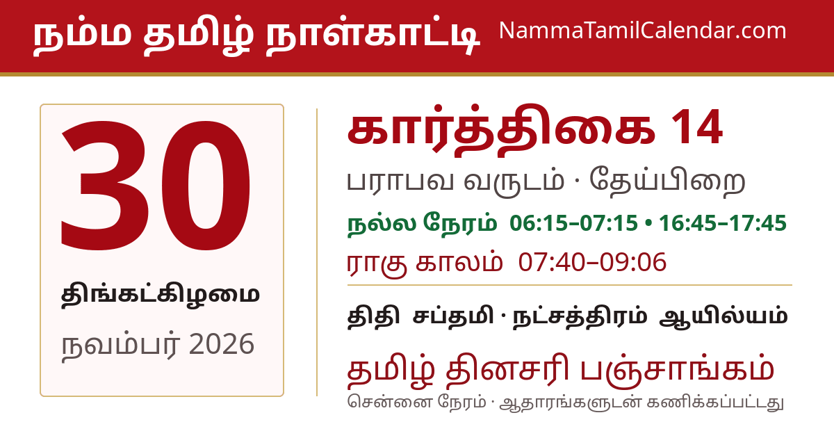 நவம்பர் 30, 2026 சென்னை தமிழ் காலண்டர் பகிர்வு படம்