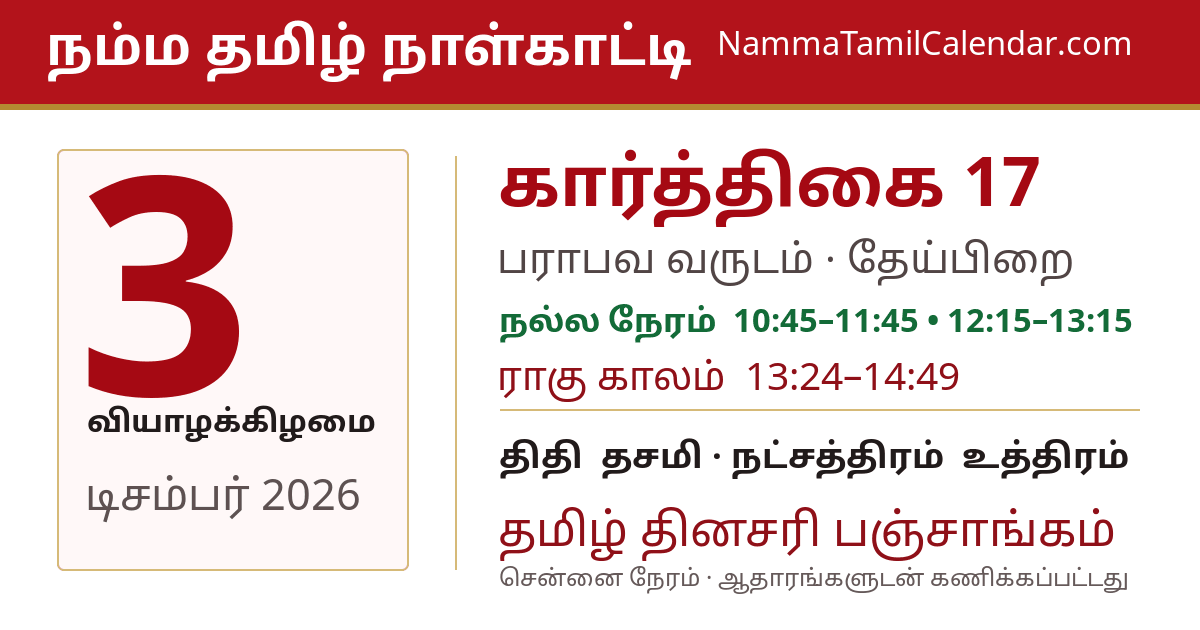 டிசம்பர் 3, 2026 சென்னை தமிழ் காலண்டர் பகிர்வு படம்
