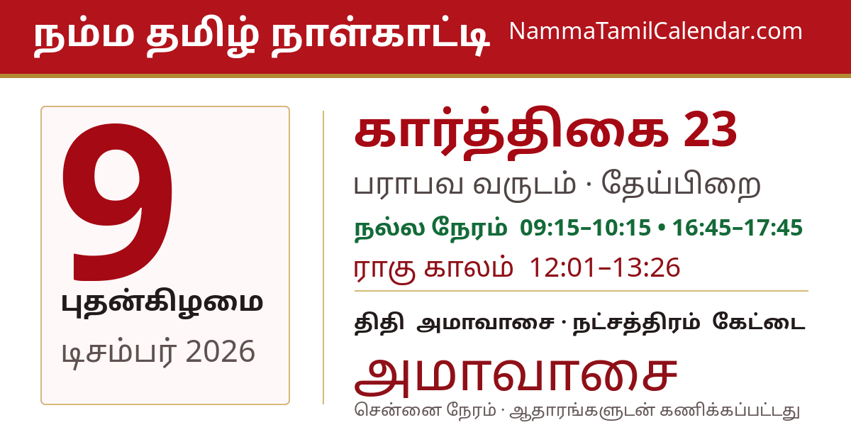 டிசம்பர் 9, 2026 சென்னை தமிழ் காலண்டர் பகிர்வு படம்