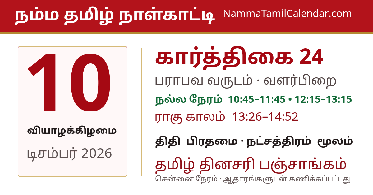டிசம்பர் 10, 2026 சென்னை தமிழ் காலண்டர் பகிர்வு படம்