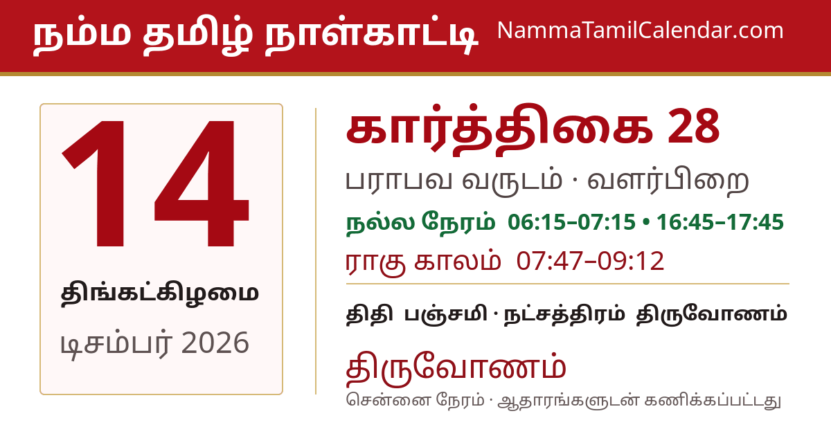 டிசம்பர் 14, 2026 சென்னை தமிழ் காலண்டர் பகிர்வு படம்