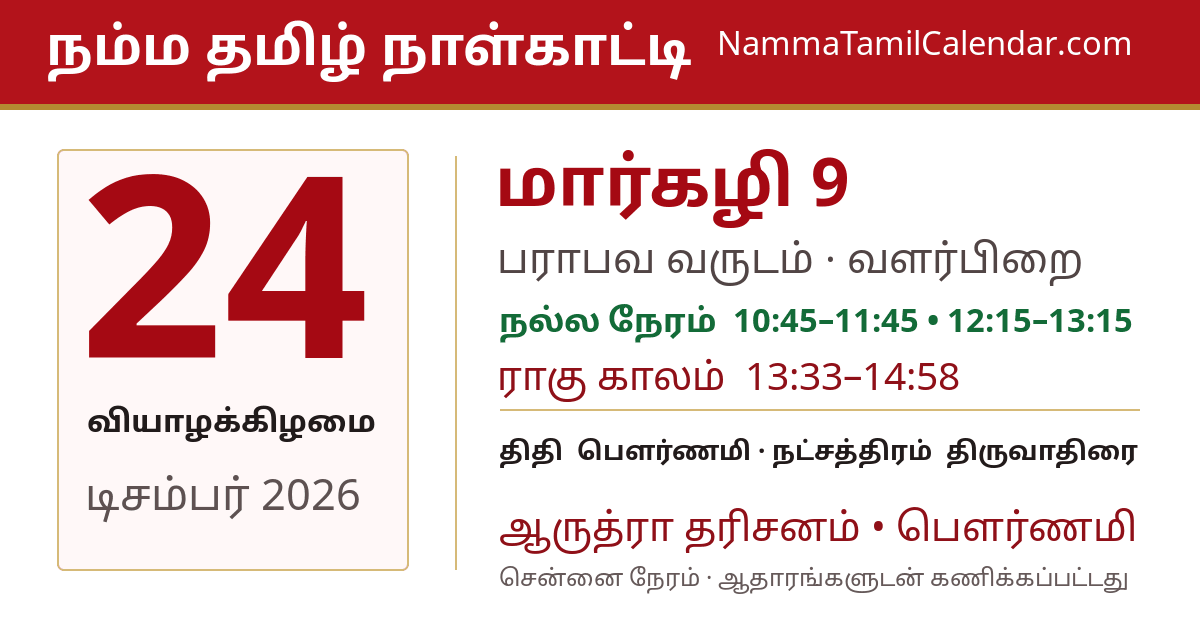 டிசம்பர் 24, 2026 சென்னை தமிழ் காலண்டர் பகிர்வு படம்