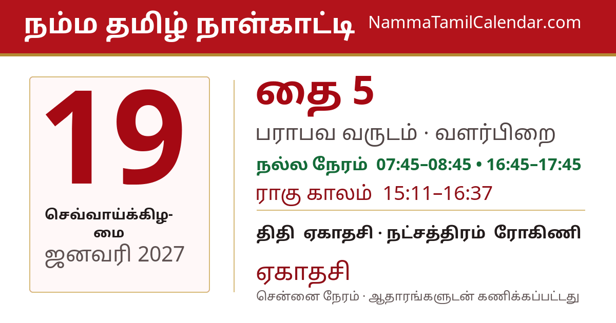 ஜனவரி 19, 2027 சென்னை தமிழ் காலண்டர் பகிர்வு படம்