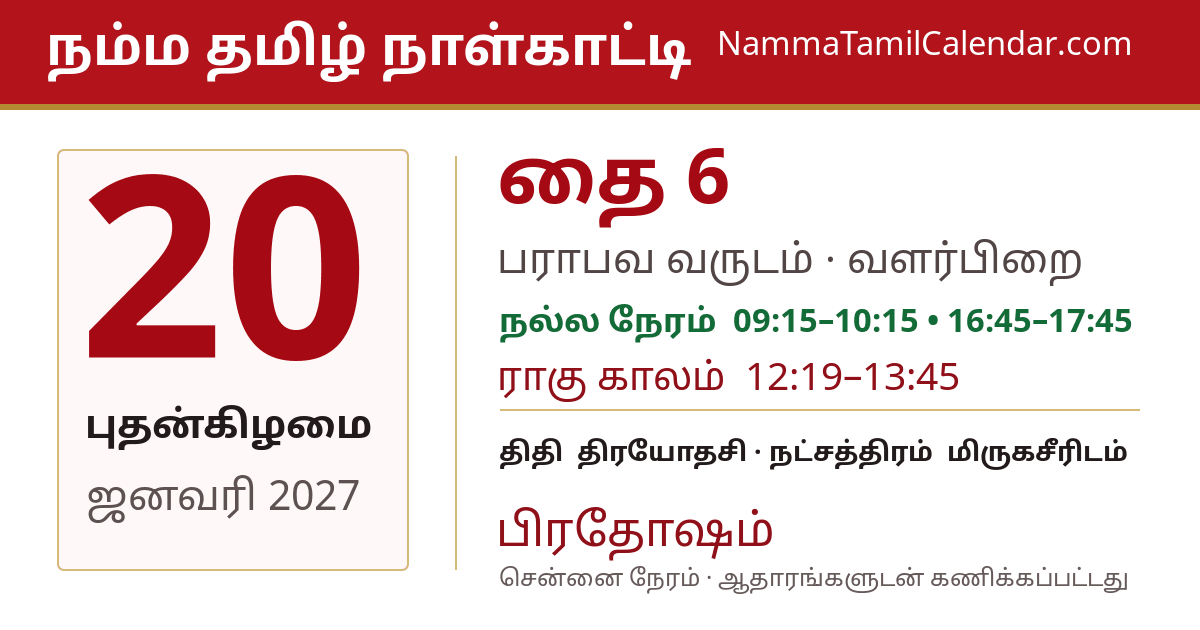 ஜனவரி 20, 2027 சென்னை தமிழ் காலண்டர் பகிர்வு படம்