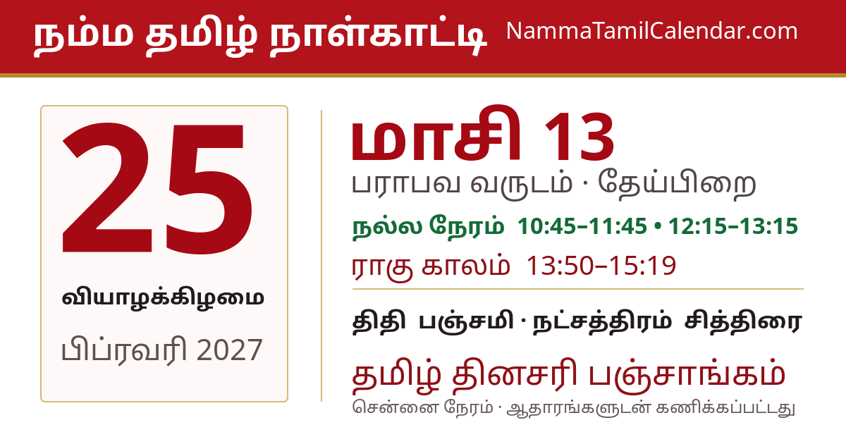 பிப்ரவரி 25, 2027 சென்னை தமிழ் காலண்டர் பகிர்வு படம்
