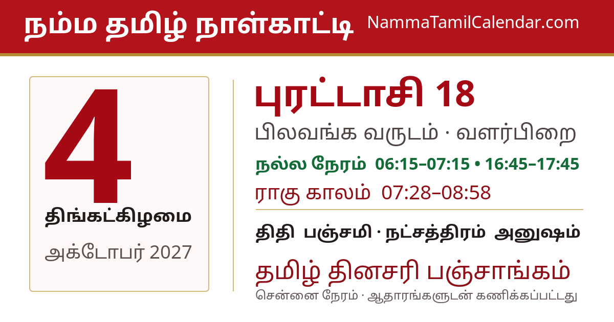 அக்டோபர் 4, 2027 சென்னை தமிழ் காலண்டர் பகிர்வு படம்