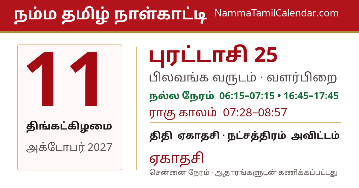 அக்டோபர் 11, 2027 சென்னை தமிழ் காலண்டர் பகிர்வு படம்