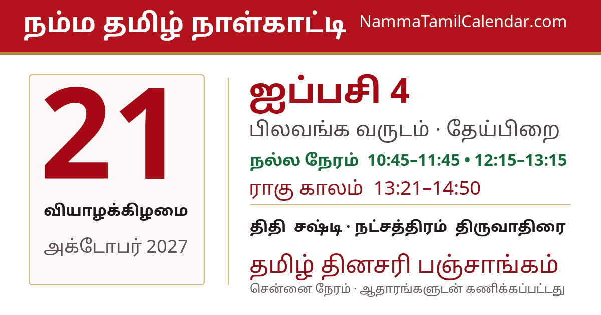 அக்டோபர் 21, 2027 சென்னை தமிழ் காலண்டர் பகிர்வு படம்