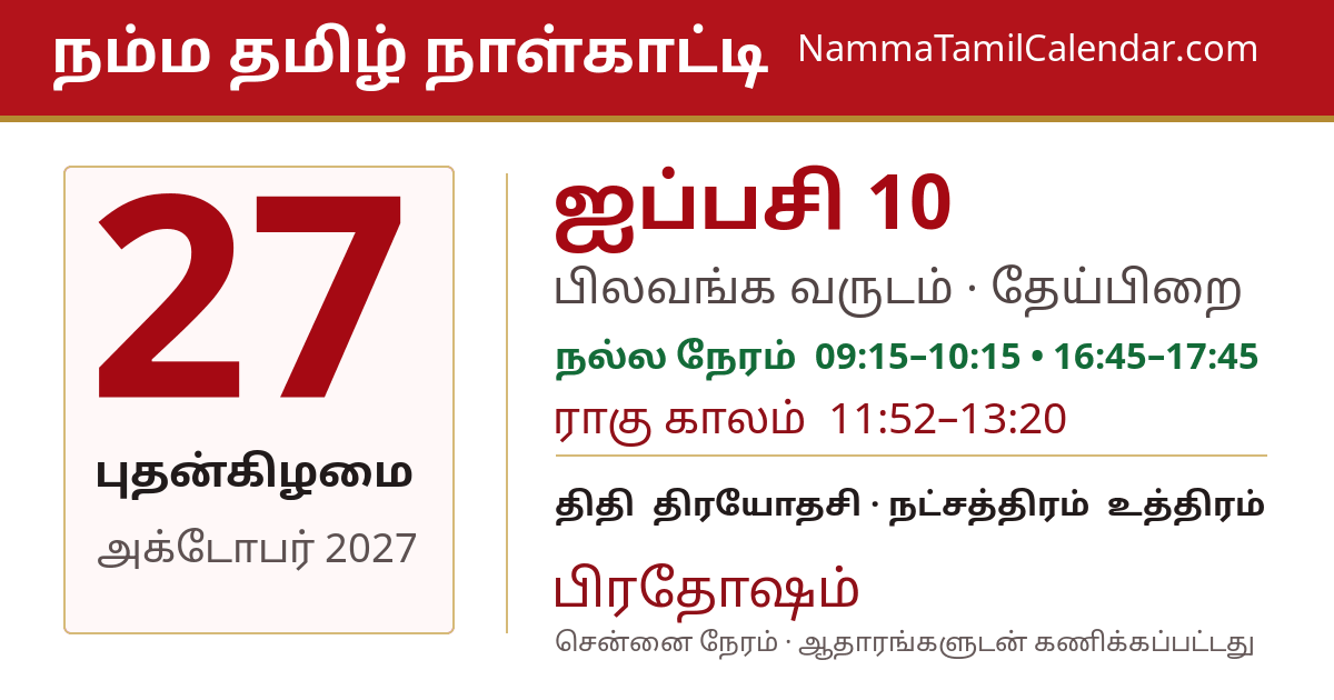 அக்டோபர் 27, 2027 சென்னை தமிழ் காலண்டர் பகிர்வு படம்