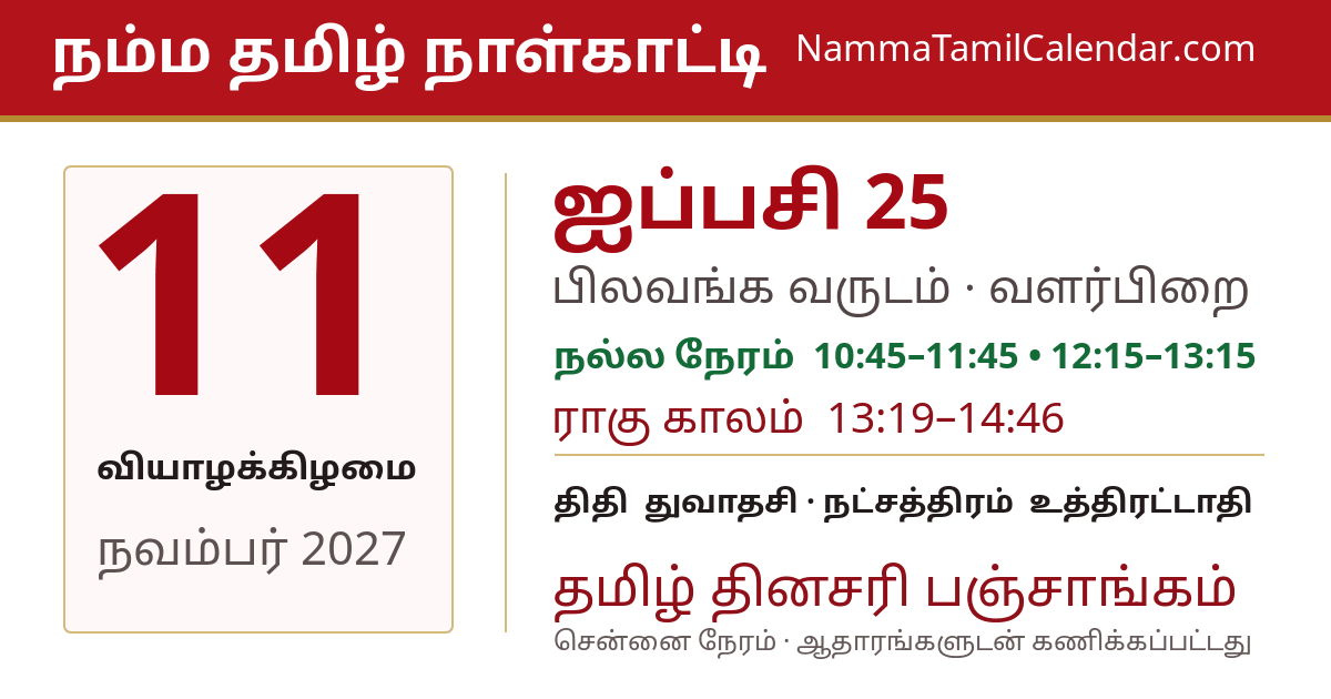 நவம்பர் 11, 2027 சென்னை தமிழ் காலண்டர் பகிர்வு படம்