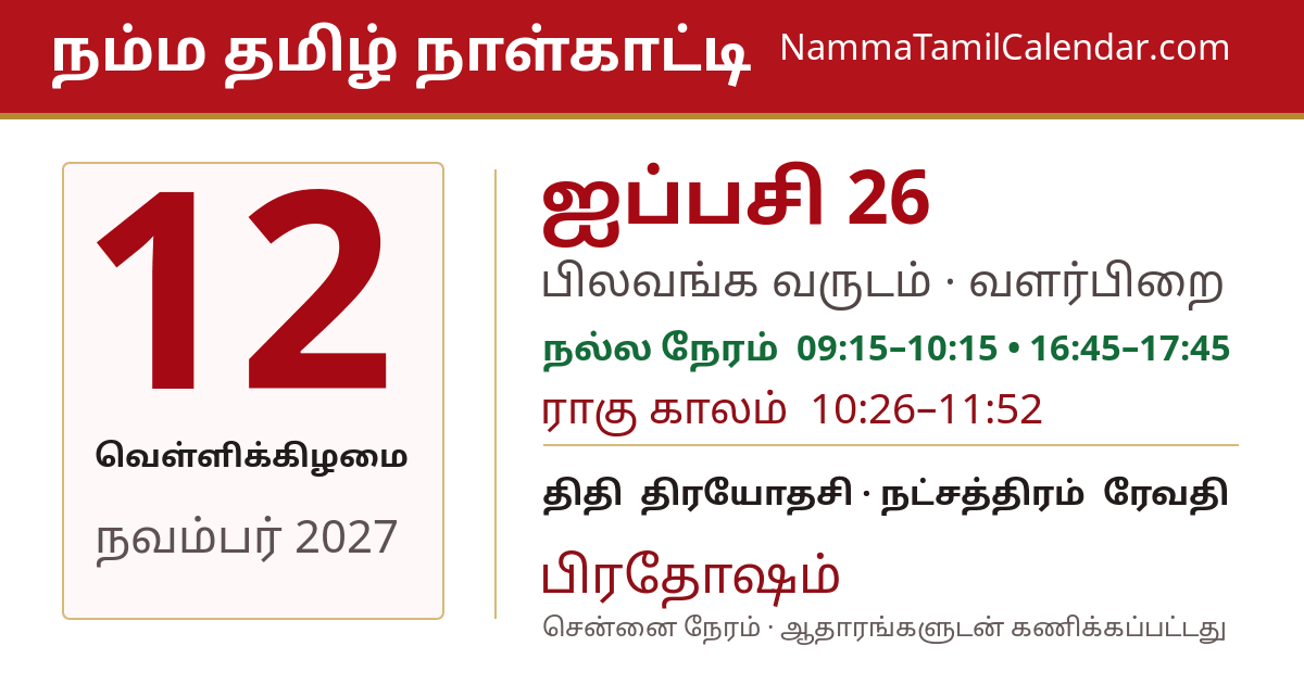 நவம்பர் 12, 2027 சென்னை தமிழ் காலண்டர் பகிர்வு படம்