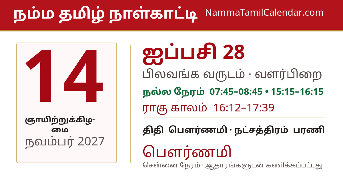 நவம்பர் 14, 2027 சென்னை தமிழ் காலண்டர் பகிர்வு படம்
