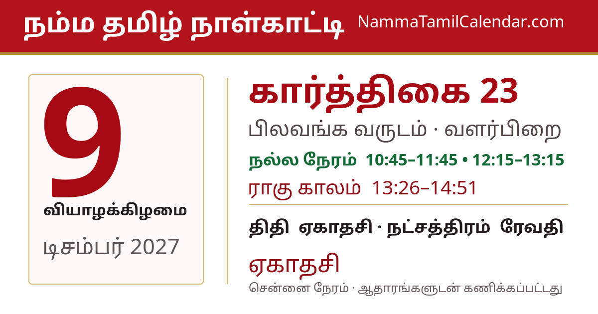 டிசம்பர் 9, 2027 சென்னை தமிழ் காலண்டர் பகிர்வு படம்