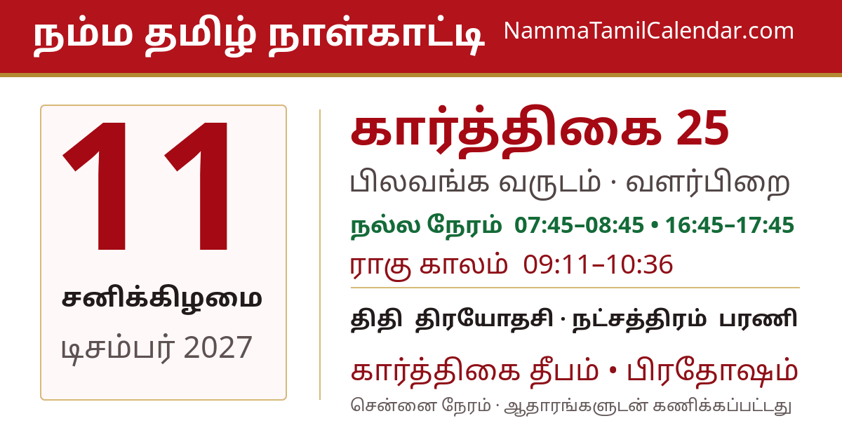 டிசம்பர் 11, 2027 சென்னை தமிழ் காலண்டர் பகிர்வு படம்