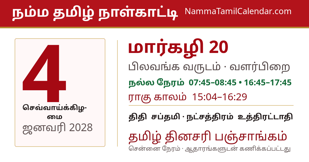ஜனவரி 4, 2028 சென்னை தமிழ் காலண்டர் பகிர்வு படம்