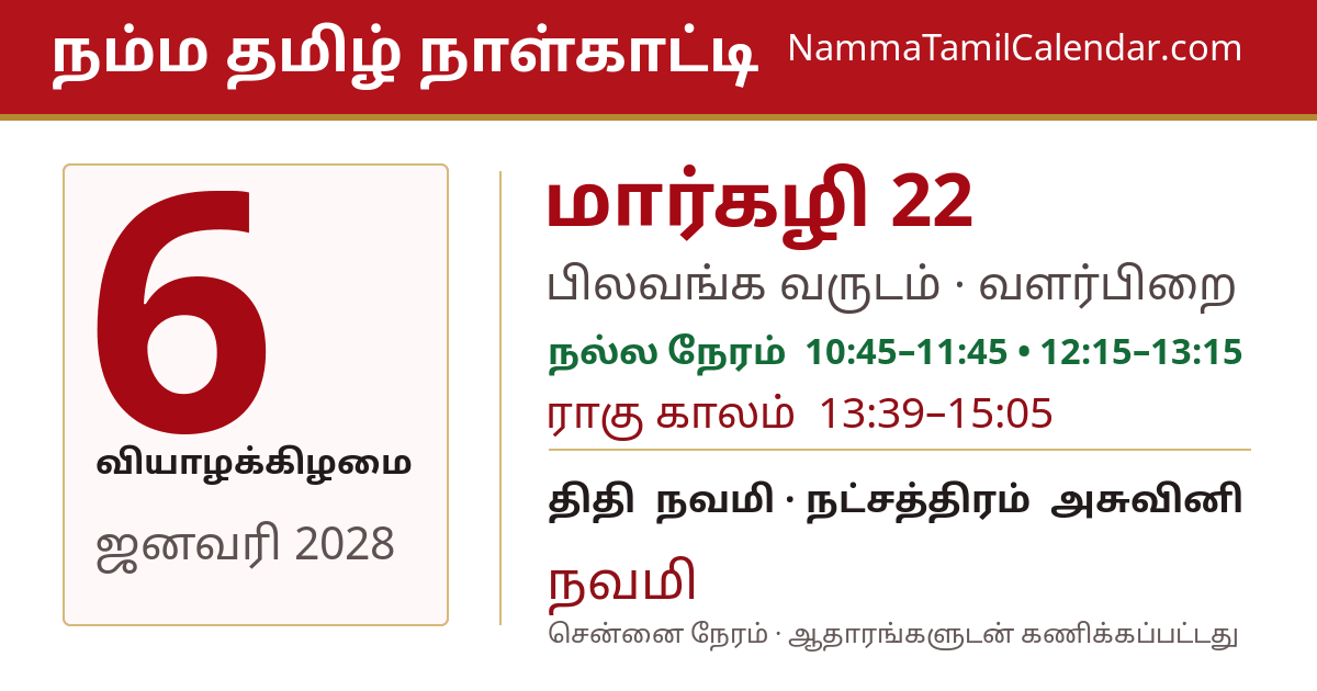ஜனவரி 6, 2028 சென்னை தமிழ் காலண்டர் பகிர்வு படம்