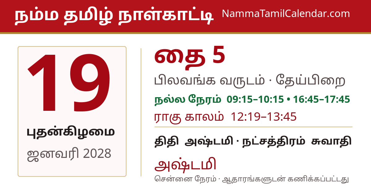 ஜனவரி 19, 2028 சென்னை தமிழ் காலண்டர் பகிர்வு படம்