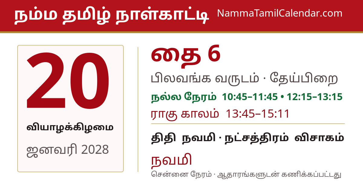 ஜனவரி 20, 2028 சென்னை தமிழ் காலண்டர் பகிர்வு படம்