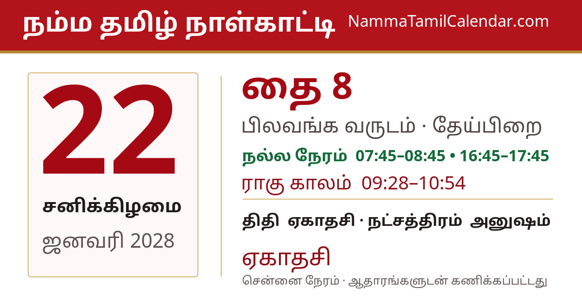 ஜனவரி 22, 2028 சென்னை தமிழ் காலண்டர் பகிர்வு படம்