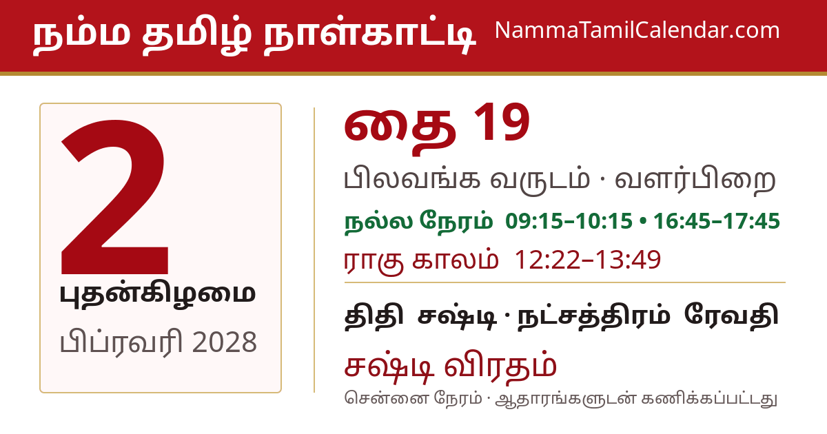 பிப்ரவரி 2, 2028 சென்னை தமிழ் காலண்டர் பகிர்வு படம்