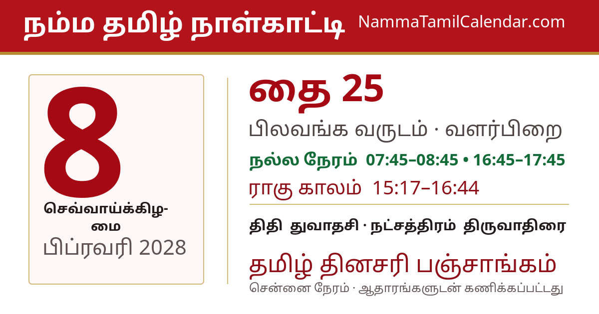 பிப்ரவரி 8, 2028 சென்னை தமிழ் காலண்டர் பகிர்வு படம்
