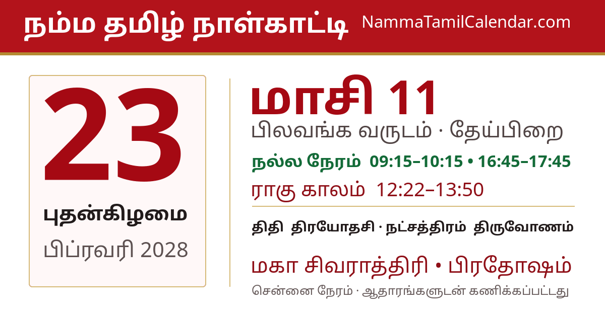 பிப்ரவரி 23, 2028 சென்னை தமிழ் காலண்டர் பகிர்வு படம்