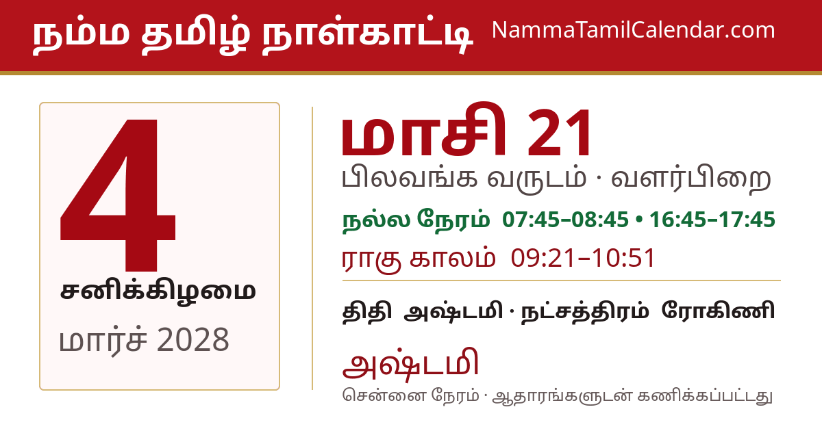 மார்ச் 4, 2028 சென்னை தமிழ் காலண்டர் பகிர்வு படம்
