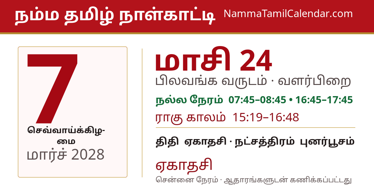 மார்ச் 7, 2028 சென்னை தமிழ் காலண்டர் பகிர்வு படம்