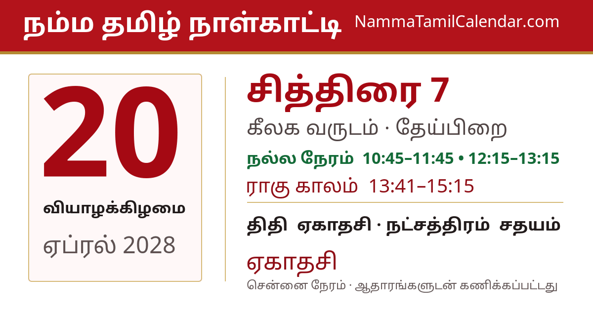ஏப்ரல் 20, 2028 சென்னை தமிழ் காலண்டர் பகிர்வு படம்