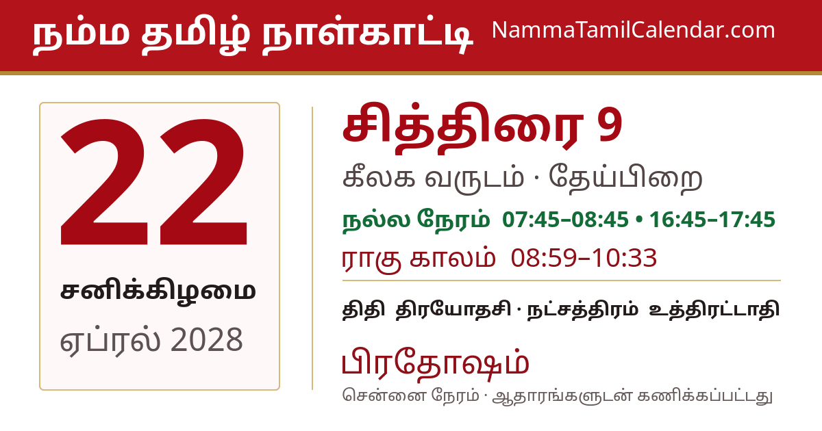 ஏப்ரல் 22, 2028 சென்னை தமிழ் காலண்டர் பகிர்வு படம்