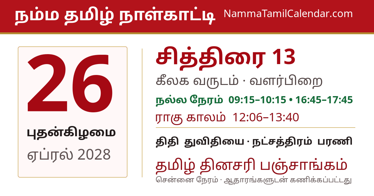 ஏப்ரல் 26, 2028 சென்னை தமிழ் காலண்டர் பகிர்வு படம்