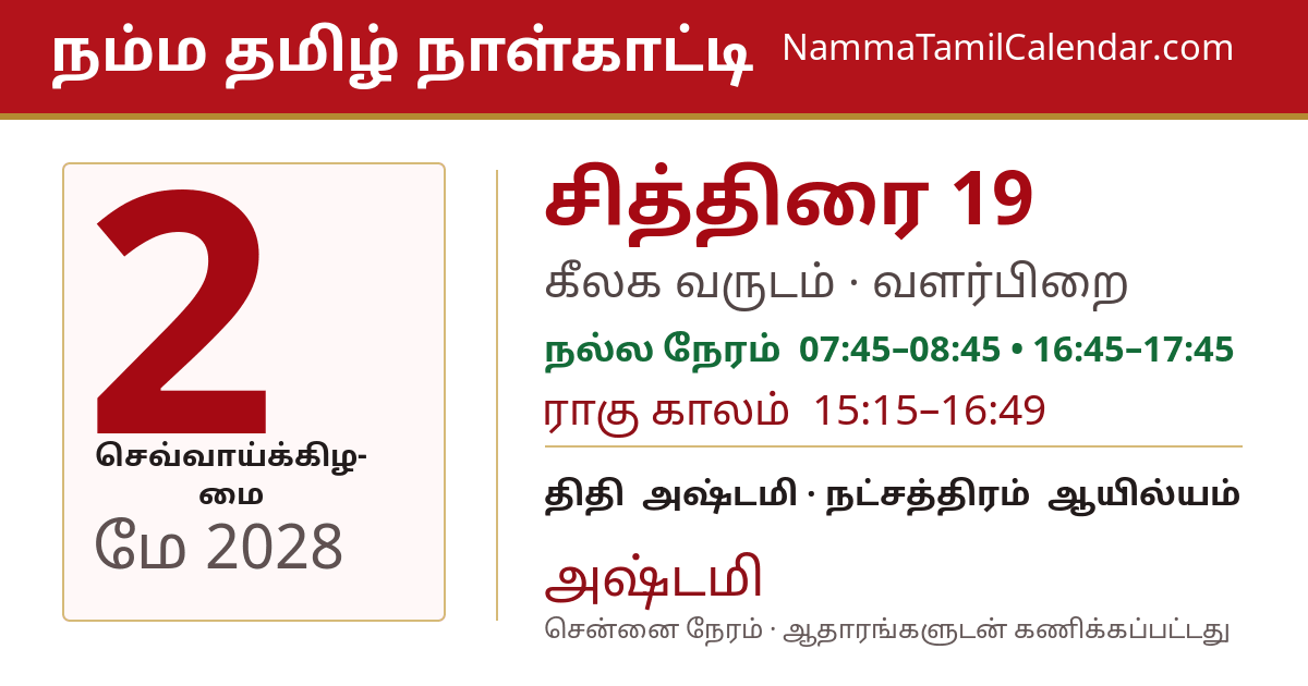 மே 2, 2028 சென்னை தமிழ் காலண்டர் பகிர்வு படம்