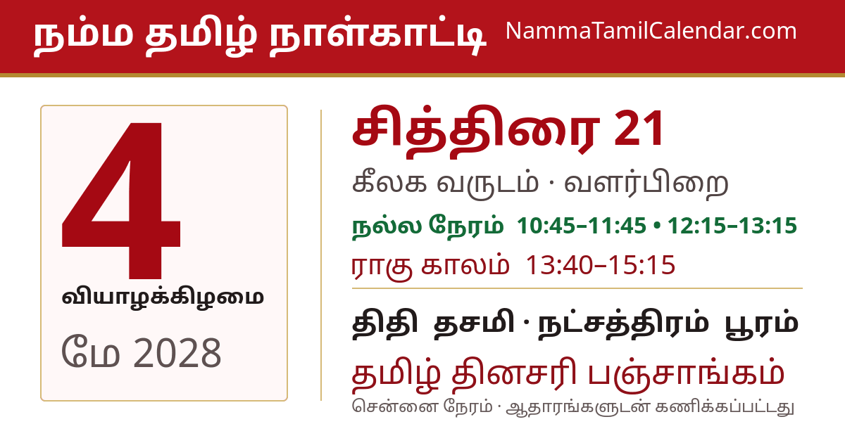 மே 4, 2028 சென்னை தமிழ் காலண்டர் பகிர்வு படம்