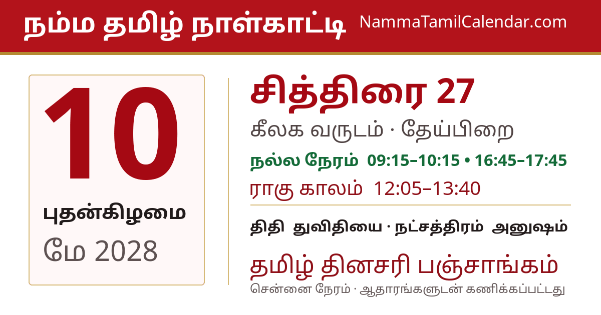 மே 10, 2028 சென்னை தமிழ் காலண்டர் பகிர்வு படம்