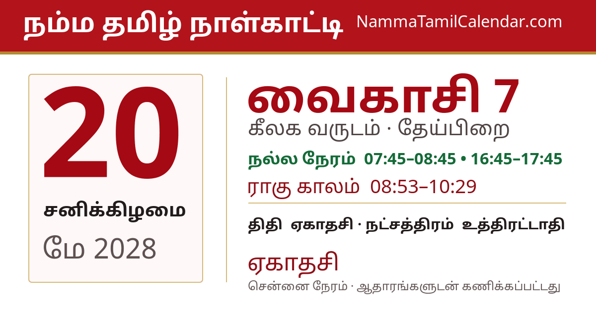 மே 20, 2028 சென்னை தமிழ் காலண்டர் பகிர்வு படம்
