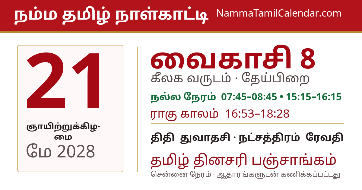 மே 21, 2028 சென்னை தமிழ் காலண்டர் பகிர்வு படம்
