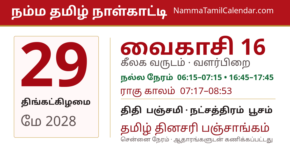 மே 29, 2028 சென்னை தமிழ் காலண்டர் பகிர்வு படம்