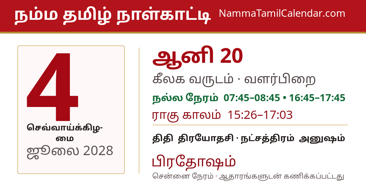 ஜூலை 4, 2028 சென்னை தமிழ் காலண்டர் பகிர்வு படம்