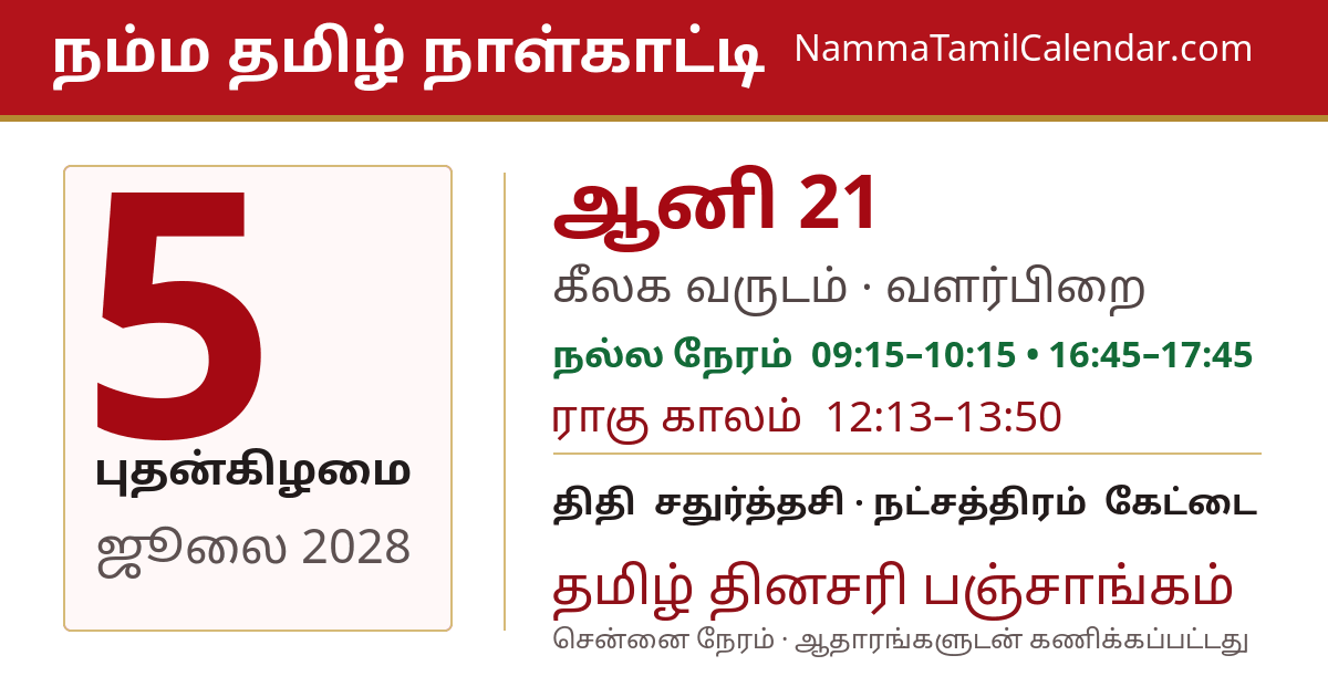 ஜூலை 5, 2028 சென்னை தமிழ் காலண்டர் பகிர்வு படம்