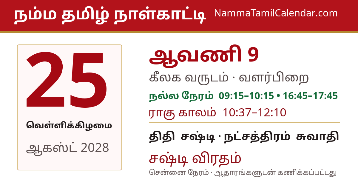ஆகஸ்ட் 25, 2028 சென்னை தமிழ் காலண்டர் பகிர்வு படம்