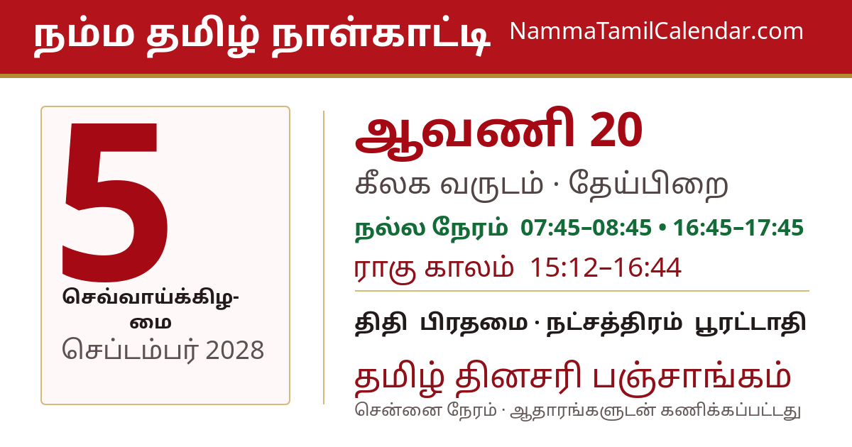செப்டம்பர் 5, 2028 சென்னை தமிழ் காலண்டர் பகிர்வு படம்