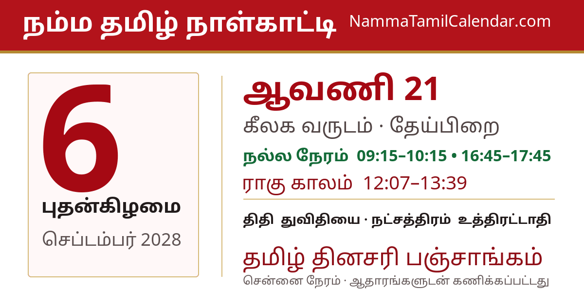 செப்டம்பர் 6, 2028 சென்னை தமிழ் காலண்டர் பகிர்வு படம்