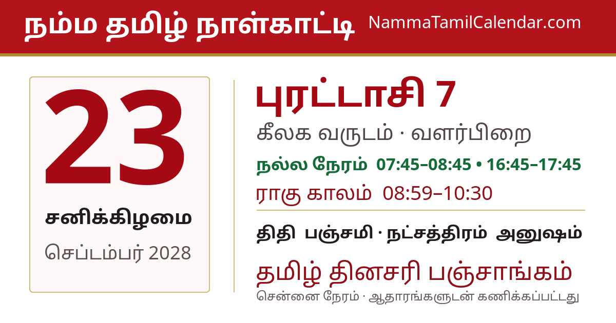 செப்டம்பர் 23, 2028 சென்னை தமிழ் காலண்டர் பகிர்வு படம்
