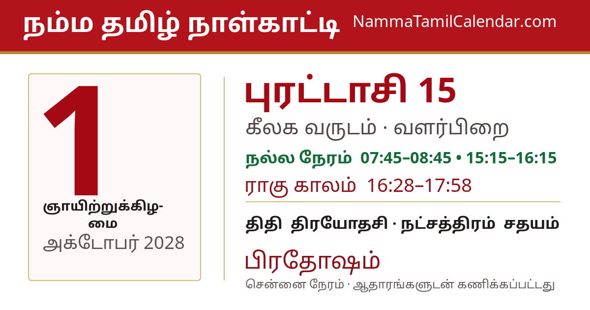 அக்டோபர் 1, 2028 சென்னை தமிழ் காலண்டர் பகிர்வு படம்